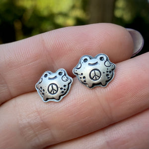Peace Frog Stud Earrings