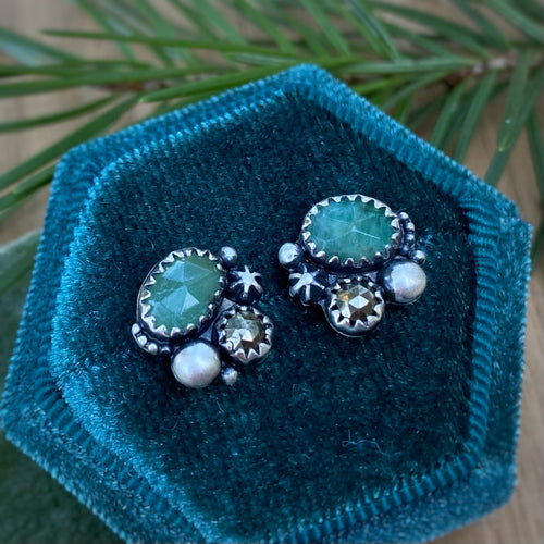 Emerald & Pyrite Studs