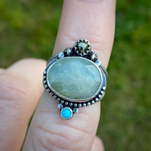 Load image into Gallery viewer, Aquamarine, Pyrite, &amp; Turquoise Statement Ring / Size 5.5 - 6