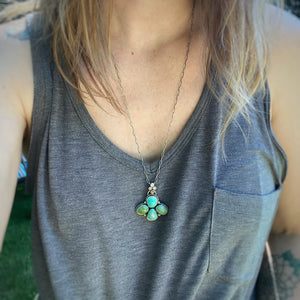 Turquoise Mountain & Sunstone Southwestern Statement Necklace / 28” - 30”