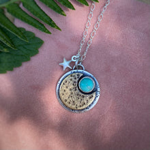Load image into Gallery viewer, Campitos Turquoise Moon &amp; Star Necklace / 17”