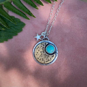 Campitos Turquoise Moon & Star Necklace / 17”