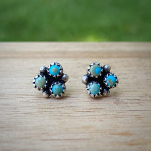 Sleeping Beauty Turquoise Clover Studs - Blue