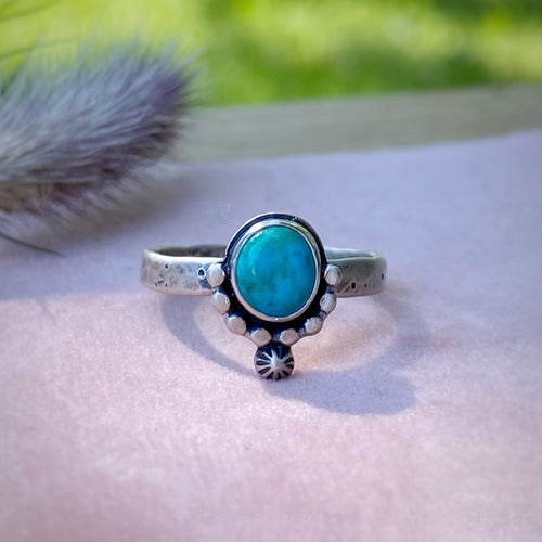 Natural Turquoise Stacker Ring / Size 7