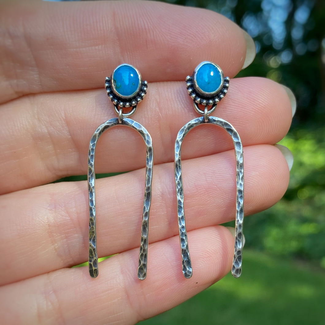 Kingman Turquoise Post-Back Arch Earrings