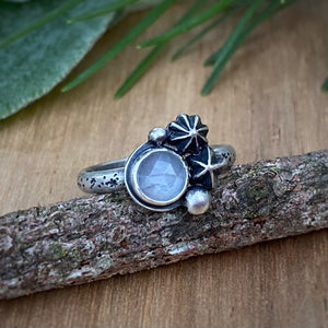 White Moonstone Starry Ring / Size 7