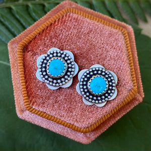 Kingman Turquoise Flower Studs