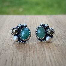 Load image into Gallery viewer, Emerald &amp; Pyrite Studs