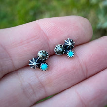 Load image into Gallery viewer, Pyrite &amp; Turquoise Studs