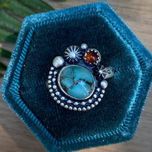 Load image into Gallery viewer, Mineral Park Turquoise &amp; Baltic Amber Ring / Size 8 - 8.25