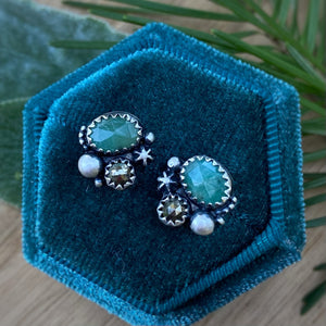 Emerald & Pyrite Studs