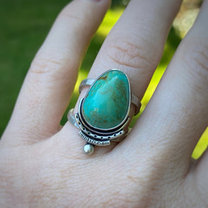 Turquoise Mountain Chunky Statement Ring / Size 8.25 - 8.5