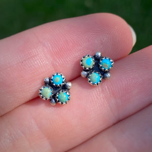 Sleeping Beauty Turquoise Clover Studs - Blue