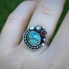 Load image into Gallery viewer, Mineral Park Turquoise &amp; Baltic Amber Ring / Size 8 - 8.25