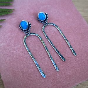 Kingman Turquoise Post-Back Arch Earrings
