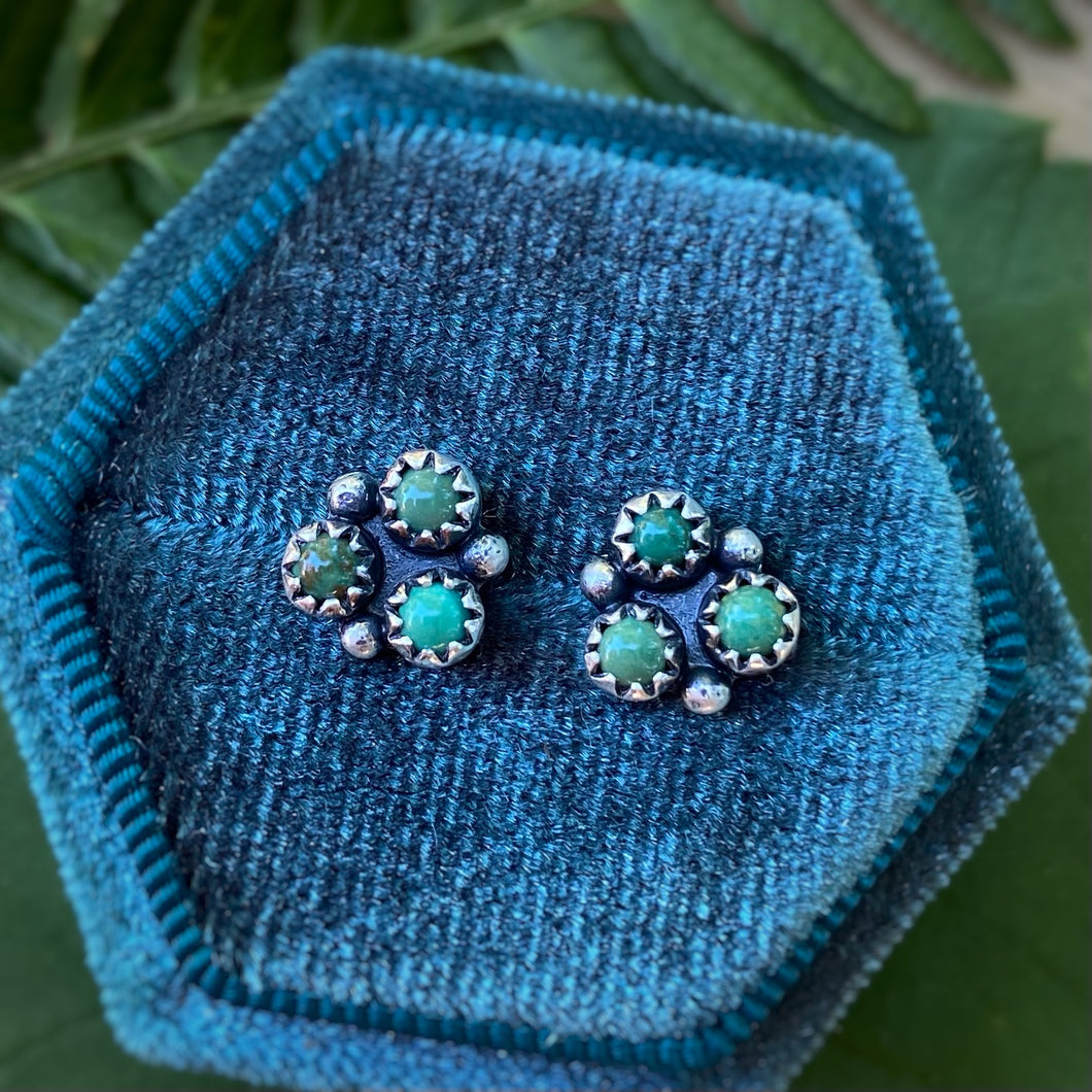 Chinese Turquoise Clover Studs - Green