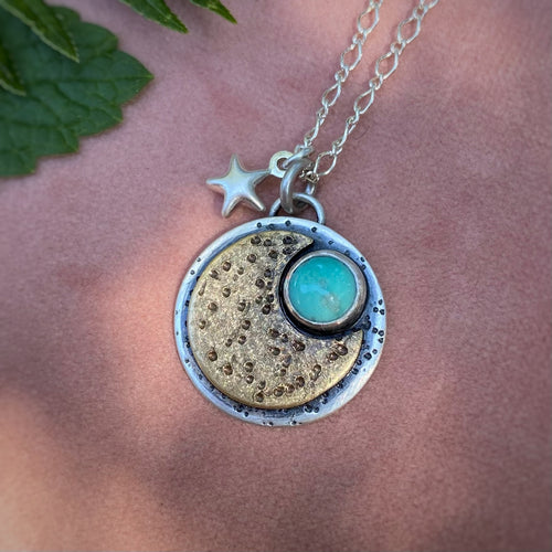 Campitos Turquoise Moon & Star Necklace / 17”