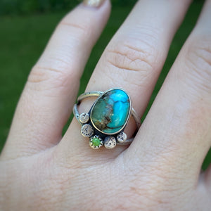 Mineral Park Turquoise & Prima Vera Ring / Size 8.75 - 9