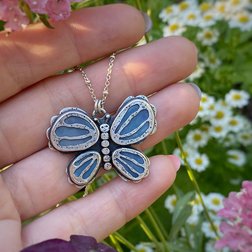 Boulder Opal Doublet Butterfly Necklace / 20” - 22”