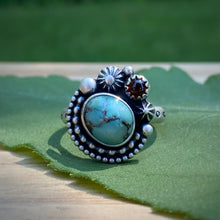 Load image into Gallery viewer, Mineral Park Turquoise &amp; Baltic Amber Ring / Size 8 - 8.25