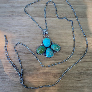 Turquoise Mountain & Sunstone Southwestern Statement Necklace / 28” - 30”