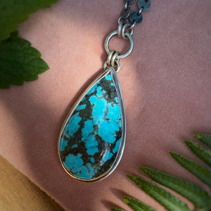Kingman Turquoise & Labradorite Statement Necklace / 22”