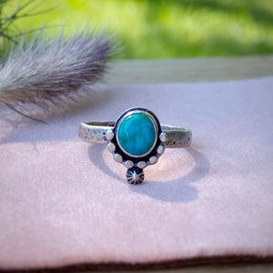 Natural Turquoise Stacker Ring / Size 7