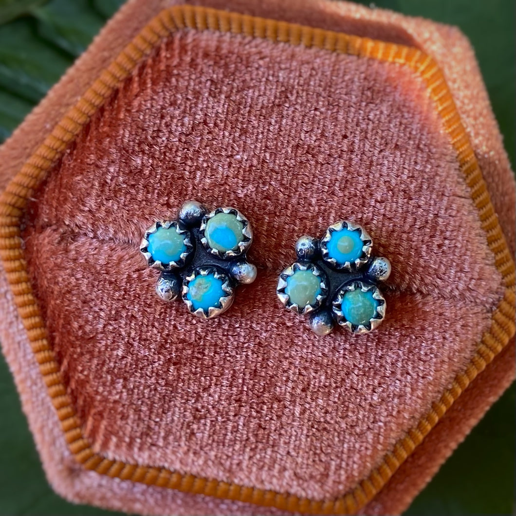 Sleeping Beauty Turquoise Clover Studs - Blue