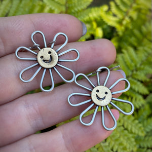 Smiley Flower Power Dangle Earrings