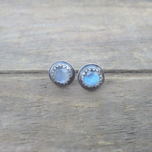 Load image into Gallery viewer, Rose Cut Rainbow Moonstone Studs / Made to Order