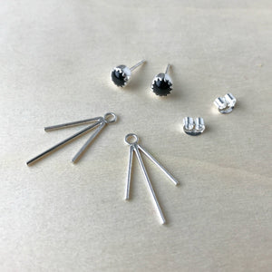 Black Onyx Trident Luxe Ear Jackets / Made to Order