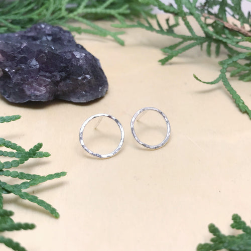 Hammered Circle Studs / Sterling Silver / Made to Order