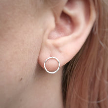 Load image into Gallery viewer, Hammered Circle Studs / Sterling Silver / Made to Order