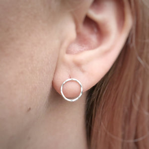 Hammered Circle Studs / Sterling Silver / Made to Order
