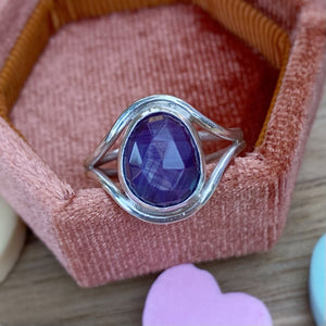Rose Cut Silk Ruby Sapphire Eye Ring / 6.5 - 6.75
