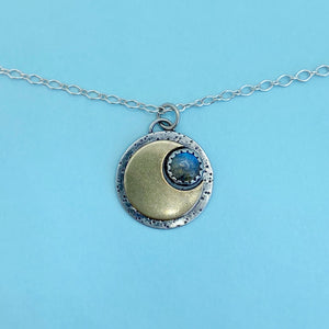 Mini Moon Necklace - Labradorite / 18” / Made to Order