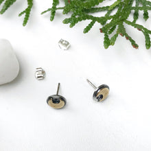Load image into Gallery viewer, Mixed Metal Mini Moon Studs / Made to Order
