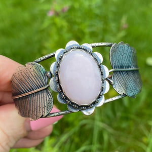 Pink Opal & Turquoise Leafy Cuff