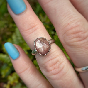 Rose Cut Red Ochre Sapphire Ring / 5.25