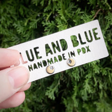 Load image into Gallery viewer, Mixed Metal Mini Moon Studs / Made to Order