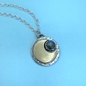 Mini Moon Necklace - Labradorite / 18” / Made to Order