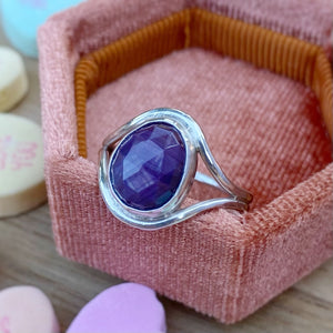Rose Cut Silk Ruby Sapphire Eye Ring / 6.5 - 6.75