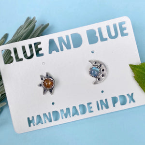 Sun & Moon Studs / Made to Order