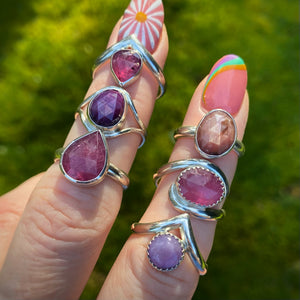 Rose Cut Silk Ruby Sapphire Eye Ring / 6.5 - 6.75
