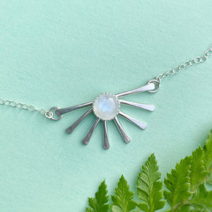Fan Necklace - Rainbow Moonstone / 16” / Made to Order