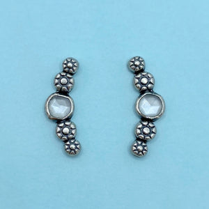 Cosmos Ear Climbers - White Moonstone / Made to Order