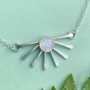 Fan Necklace - Rainbow Moonstone / 16” / Made to Order