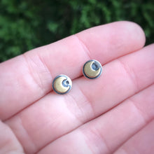 Load image into Gallery viewer, Mixed Metal Mini Moon Studs / Made to Order