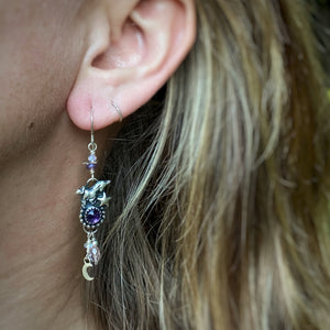 Amethyst Unicorn Beaded Dangly Earrings