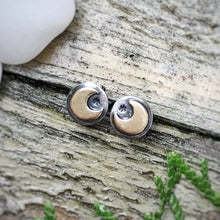 Load image into Gallery viewer, Mixed Metal Mini Moon Studs / Made to Order